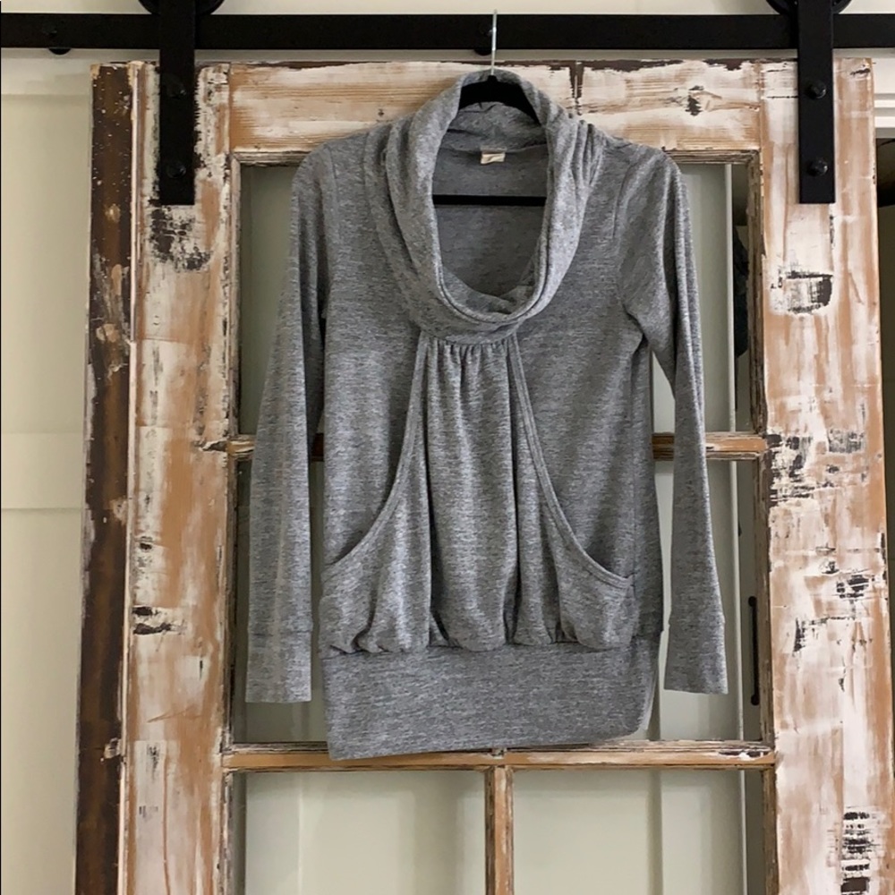 Cozy cowl neck grey sweater